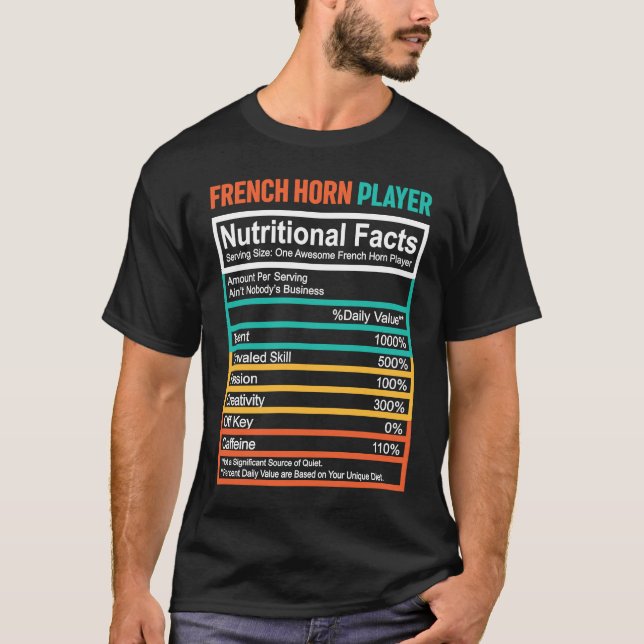 French Horn  Nutritional Facts French Horn Player T Shirt (Framsida)