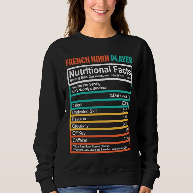 French Horn  Nutritional Facts French Horn Player T Shirt (Framsida)