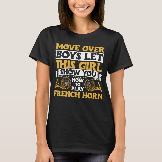 French Horn Player Apparel Instrument Brass Music  T Shirt (Framsida)