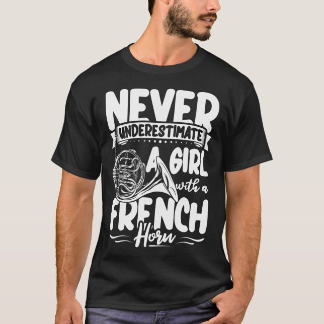 French Horn Player Apparel Instrument Brass Music  T Shirt (Framsida)
