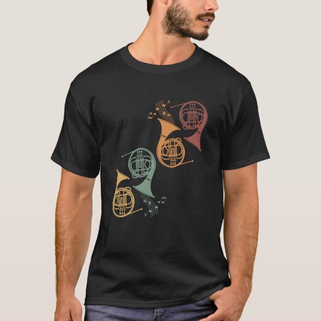 French Horn Retro French Horn Player Hornist T Shirt (Framsida)