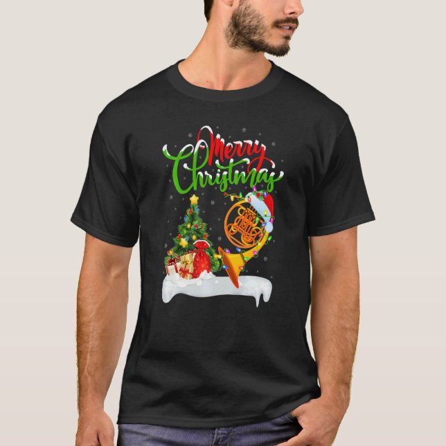 French Horn  Xmas Decorations French Horn Christma T Shirt (Framsida)