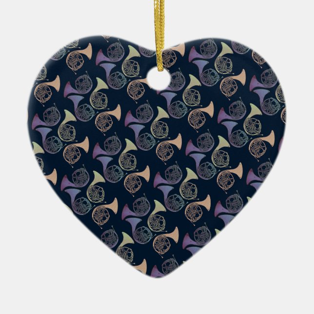 French Horns Art cute French horn designs          Julgransprydnad Keramik (Framsidan)