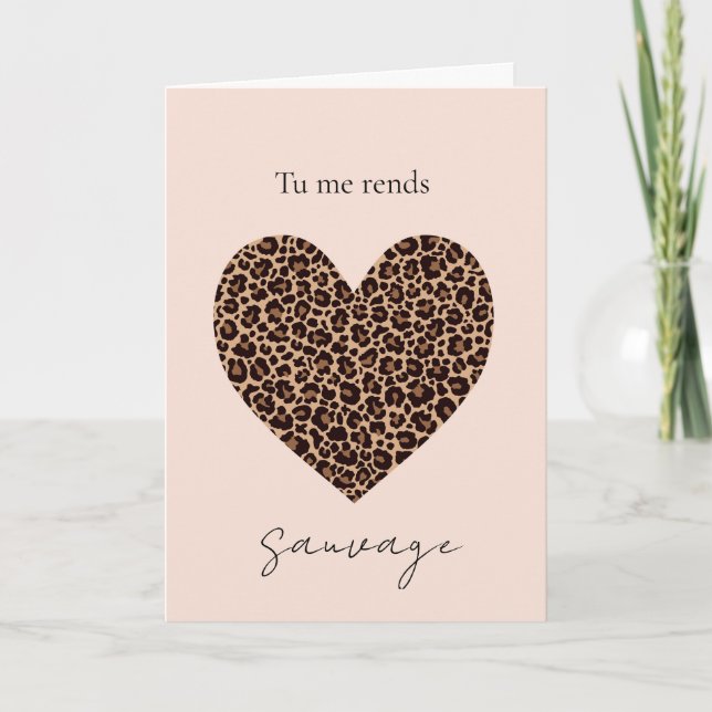 French I'm Wild for You Valentine's Day Card Kort (Framsida)