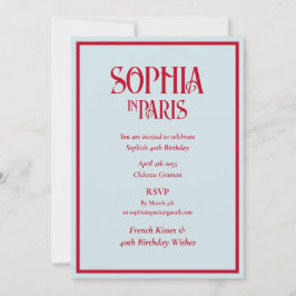 French Kisses 40th Birthday Wishes Paris Birthday Inbjudningar