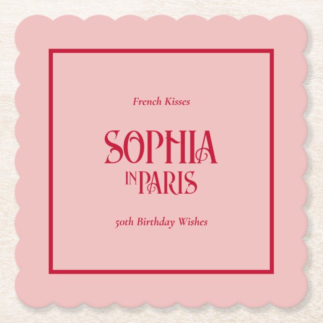 French Kisses & 50th Birthday Wishes Paris Party Underlägg Papper (Framsida)