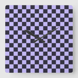 French lilac checkerboard pattern fyrkantig klocka