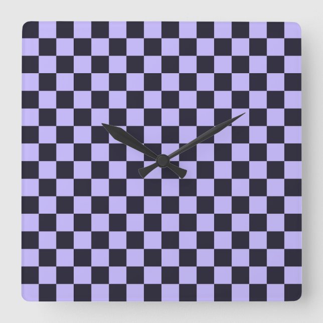 French lilac checkerboard pattern fyrkantig klocka (Framsida)