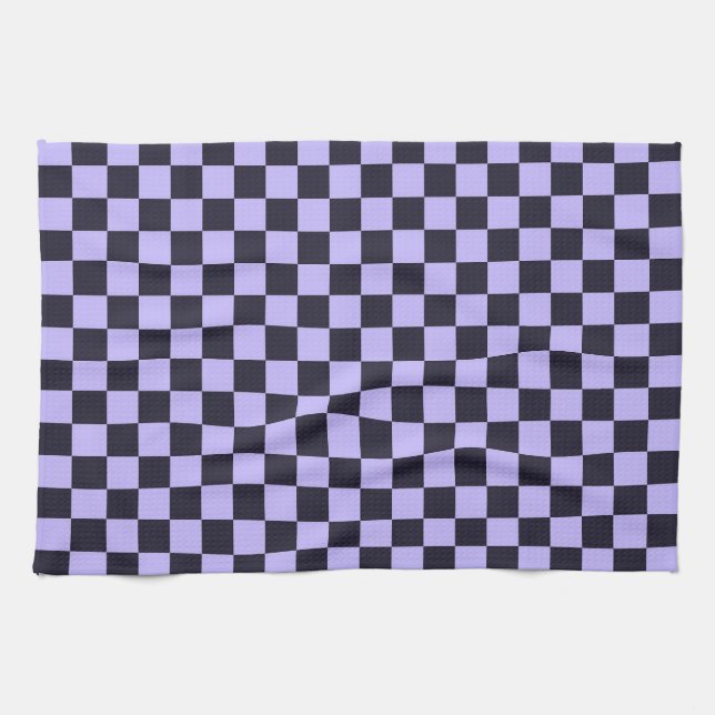 French lilac checkerboard pattern kökshandduk (Horisontell)