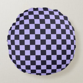 French lilac checkerboard pattern rund kudde