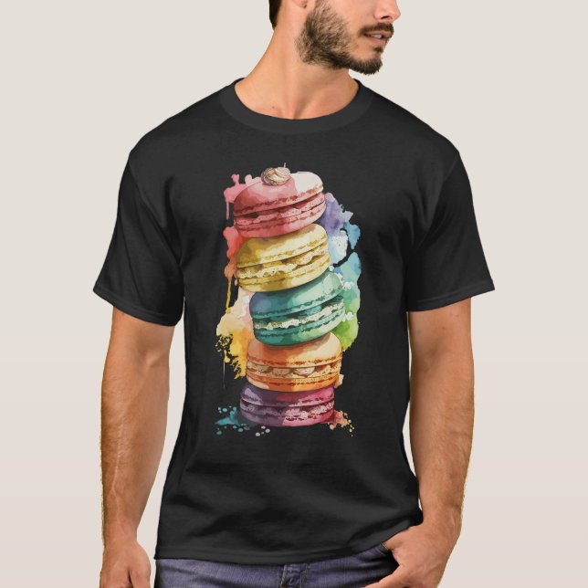 French Macarons Cookies Dessert Pastel Floral Maca T Shirt (Framsida)