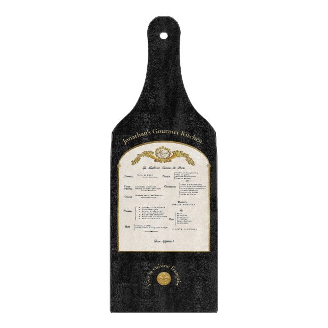French Menu Black Glass Cutting Board (Framsidan)