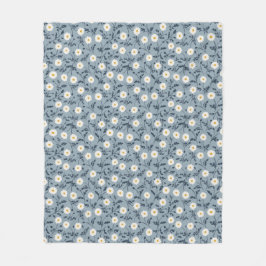 French Navy Blue Modern Farmhouse Daisy Pattern Fleecefilt