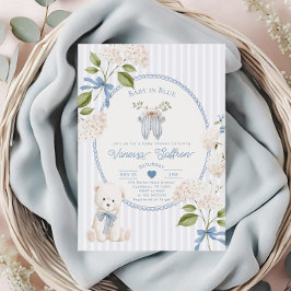 French Nursery Baby Shower Coquette Baby in Blue Inbjudningar
