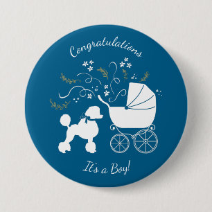 French Poodle Baby Shower Dog Puppy Blue Boy Knapp