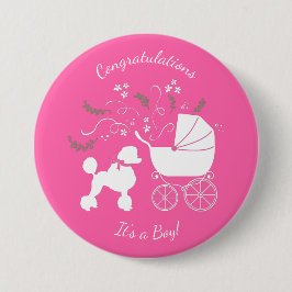 French Poodle Dog Baby Shower Puppy Pink Girl Knapp