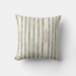 French Retro Damask Stripe Throw Pillow Kudde