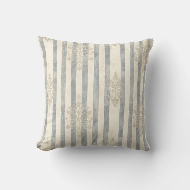 French Retro Damask Stripe Throw Pillow Kudde (Framsida)