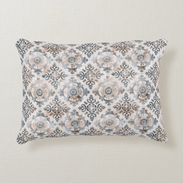 French Retro Floral Tile Accent Pillow Prydnadskudde (Framsidan)