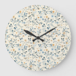 French Retro Spring Botanical Floral Wall Clock Stor Klocka