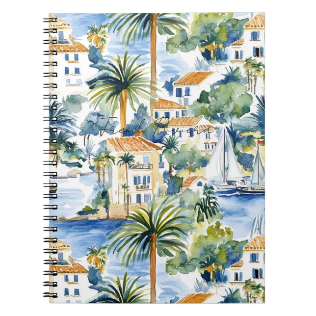 French Riviera Tropical Palm Trees Anteckningsbok (Framsidan)