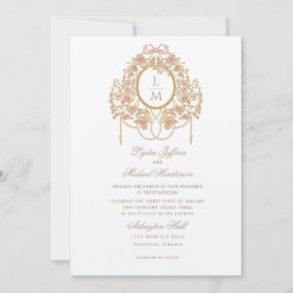 French Rococo Rose Monogram Wedding Inbjudningar