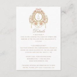 French Rococo Rose Monogram Wedding Tilläggskort