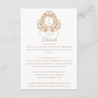 French Rococo Rose Monogram Wedding Tilläggskort