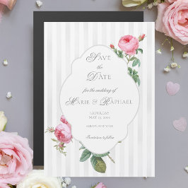 French Rose Botanical Wedding Save the Date Magnetisk Inbjudningskort
