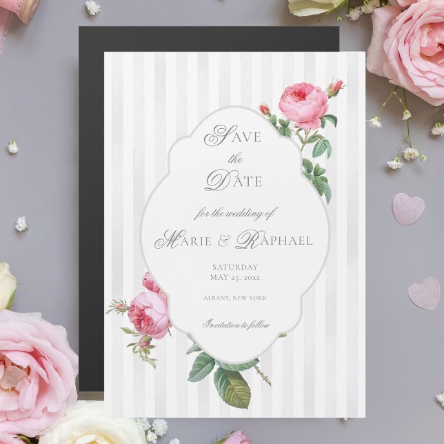 French Rose Botanical Wedding Save the Date Magnetisk Inbjudningskort (Skapare uppladdad)