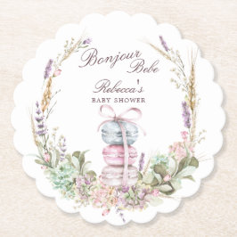 French Stack of Macarons in wreath bonjour bebe Underlägg Papper