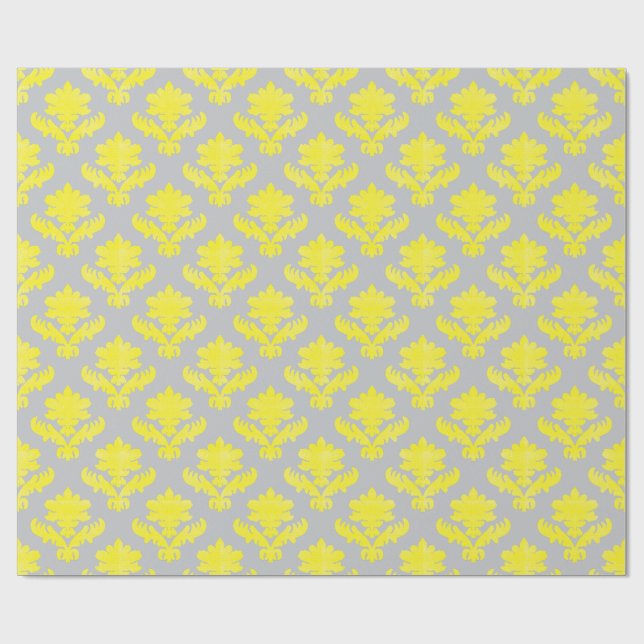 French Tapestry Bright Yellow and Gray Presentpapper (Platt)