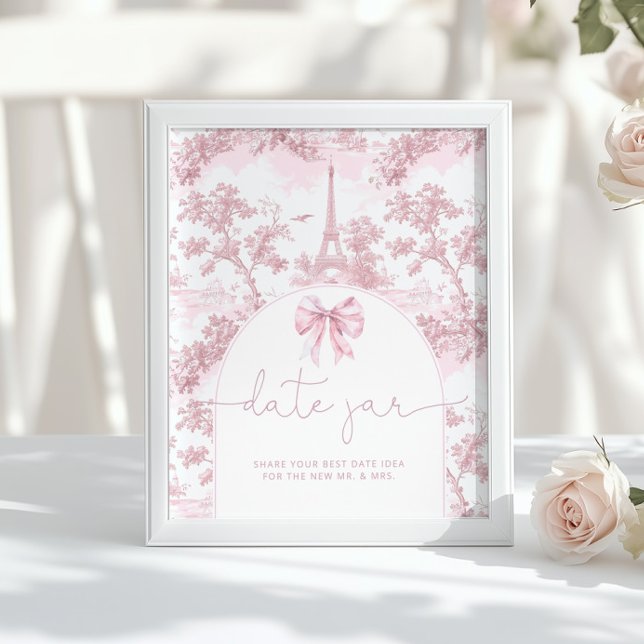 French Toile de jouy date night ideas pink bridal Poster (Skapare uppladdad)