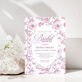 French Toile Roses Dusty Pink Bridal Shower Invite Inbjudningar