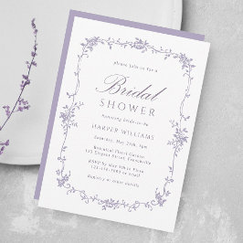French Victorian Lavender Floral Bridal Shower Inbjudningar