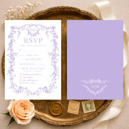 French Victorian Purple Lilac Wedding RSVP Meal OSA Kort