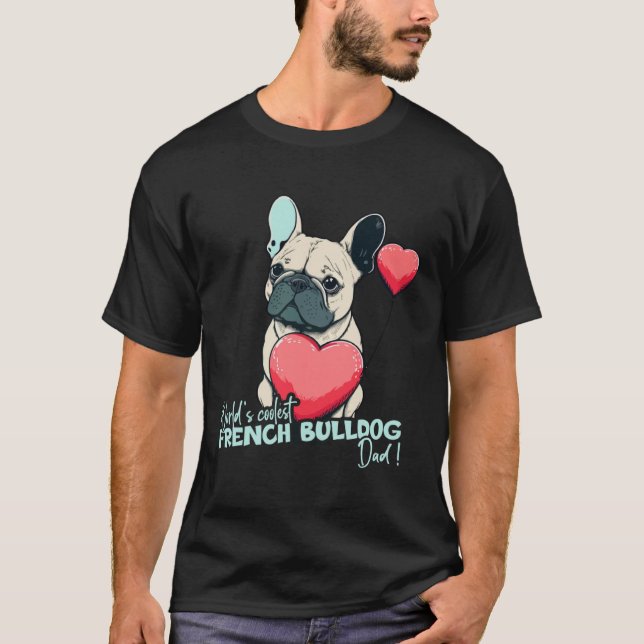 Frenchbulldog with Heartballoon Worlds cutest Papp T Shirt (Framsida)
