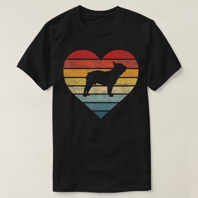 Frenchie Älskare Owner Gifts Retro Sunset Hund Sil T Shirt (Design framsida)