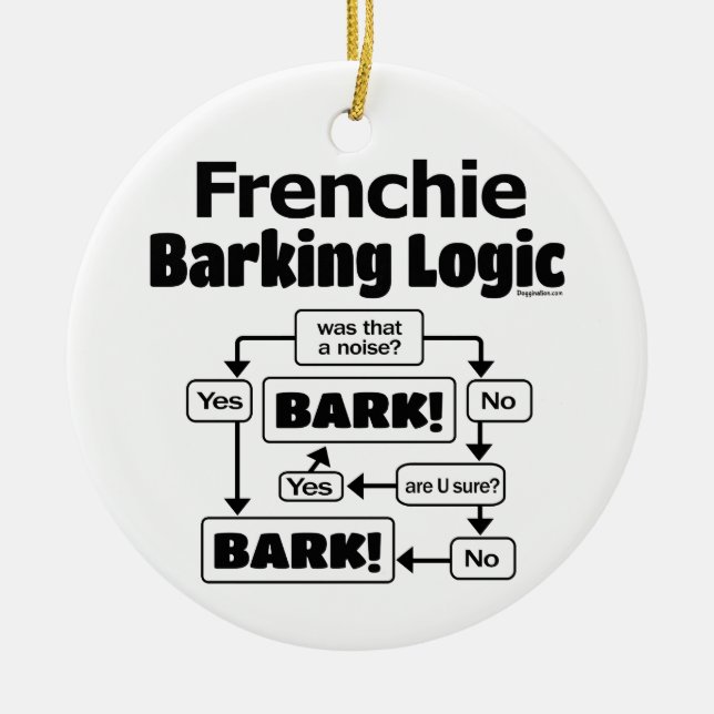 Frenchie Barking Logic Julgransprydnad Keramik (Framsidan)