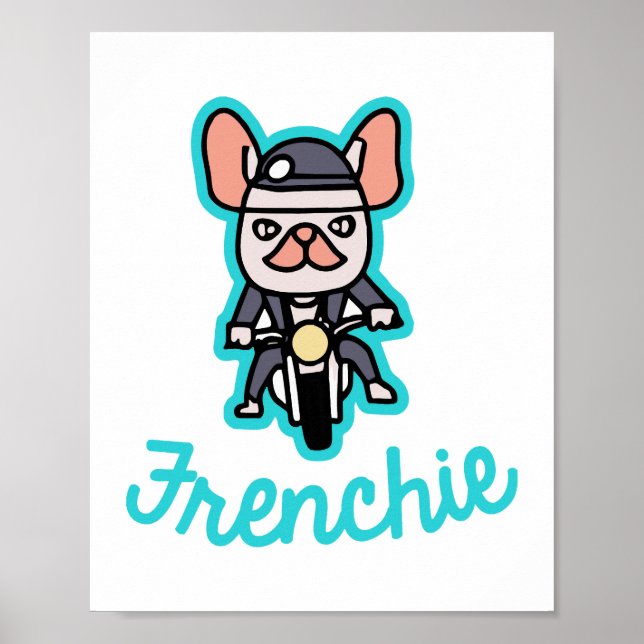 Frenchie Biker Motorcle Hundägare Frenchie Funny Poster (Framsidan)