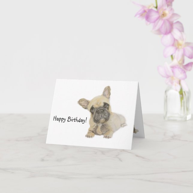 Frenchie Birthday Kort (Orkide)