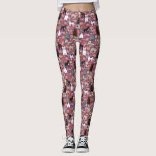 Frenchie blom- damasker - fransk bulldogg leggings