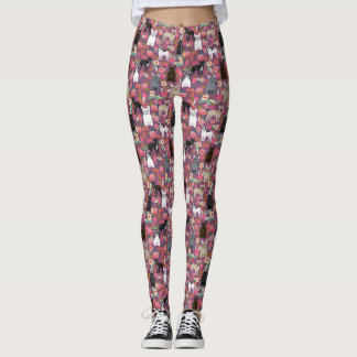 Frenchie blom- damasker - fransk bulldogg leggings