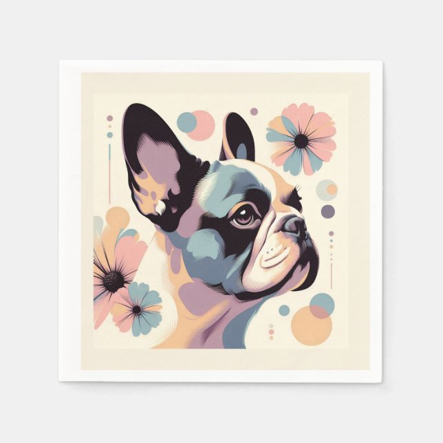 Frenchie Blommigt Vibes Pappersservett (Framsidan)