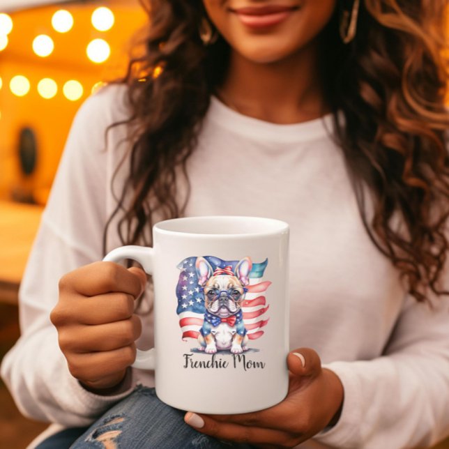 Frenchie Bulldog Mom Patriotic USA Flag  Jumbo Mugg (Skapare uppladdad)