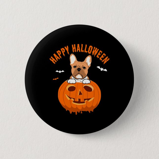 Frenchie Bulldog Pumpkin Costumes Thanksgiving Knapp (Framsida)
