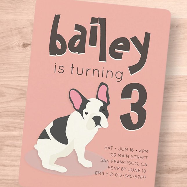 Frenchie Bulldog Puppy Hund Birthday-inbjudan Inbjudningar (Skapare uppladdad)