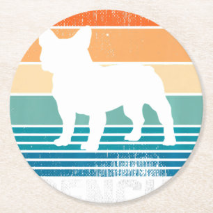 Frenchie Bulldog Retro Sunset Kärlek Underlägg Papper Rund