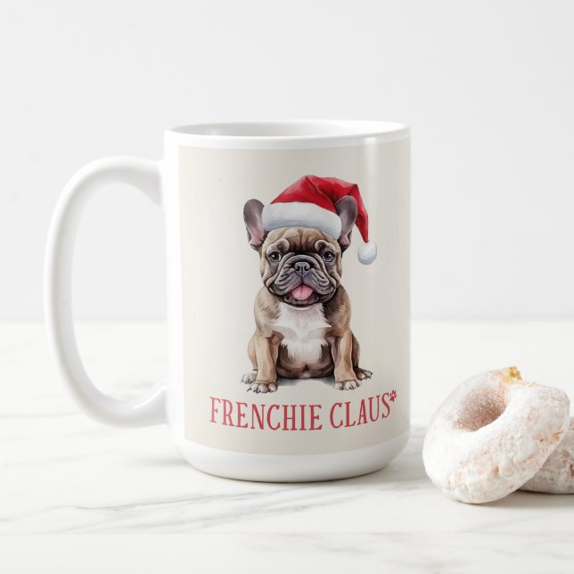 Frenchie Claus Hund Pun julkaffe Mugg (Med munk)