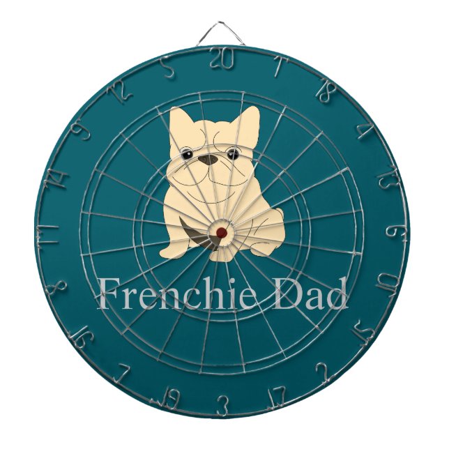 Frenchie Dad, cream French bulldog. Darttavla (Framsidan)